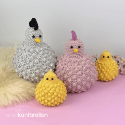Virkmönster PuffHöna & Kyckling