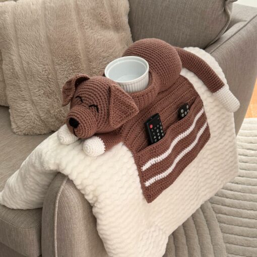 Mönster virkad Hund armstödsförvaring