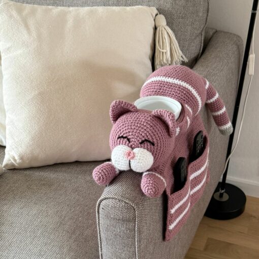 Mönster virkad Katt armstödsförvaring - Image 4