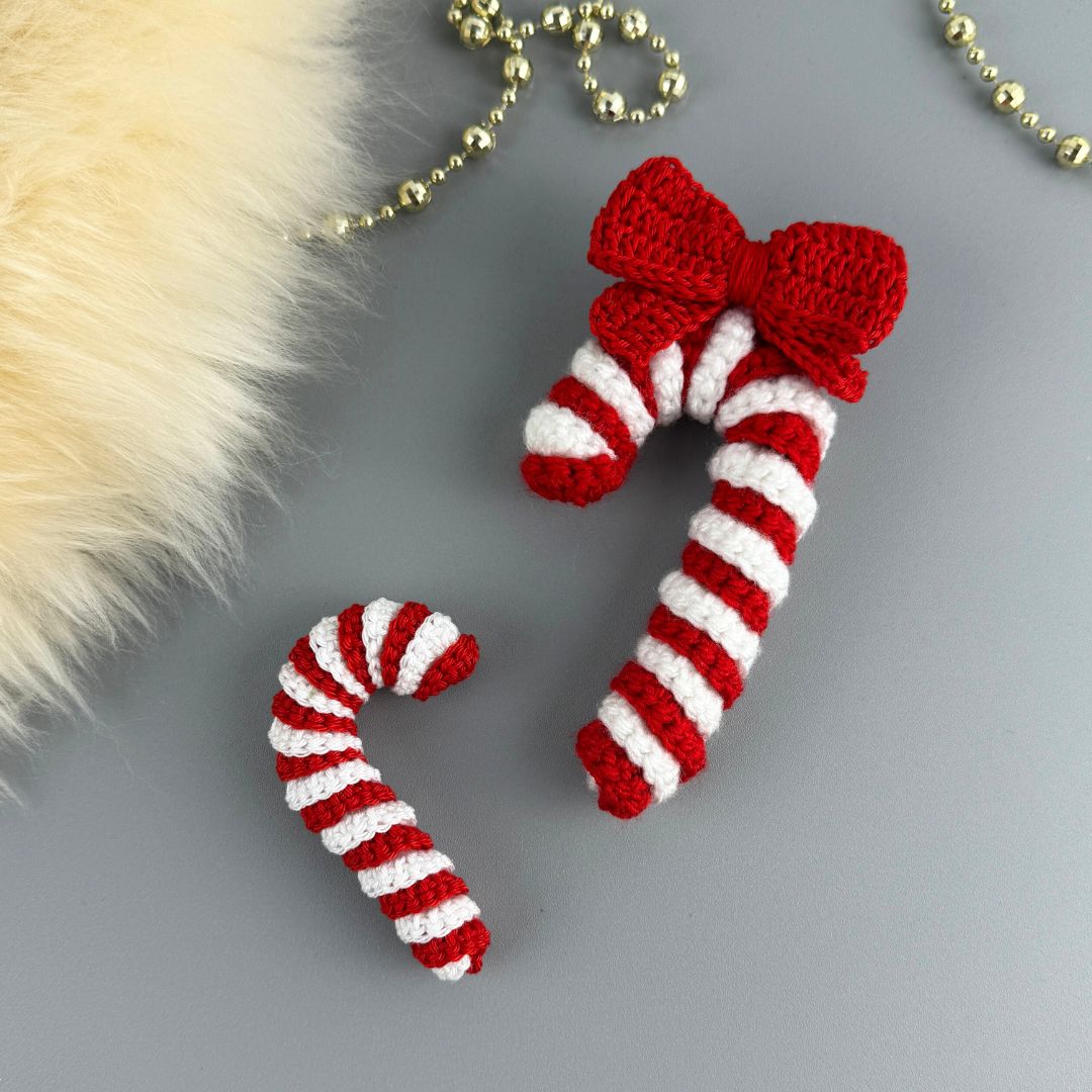 Mönster virkade söta små Julkransar och Polkagrisar - Bild 5