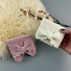 Mönster Virkad Korthållare "Heather" med Rosett