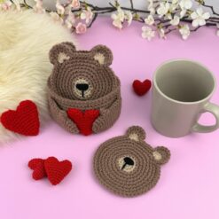 Alternative view of Virkmönster Glasunderlägg Nalle & Korg