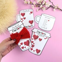 Alternative view of Utskriftbara Display/mallar med Hjärtan för virkade Muggvärmare