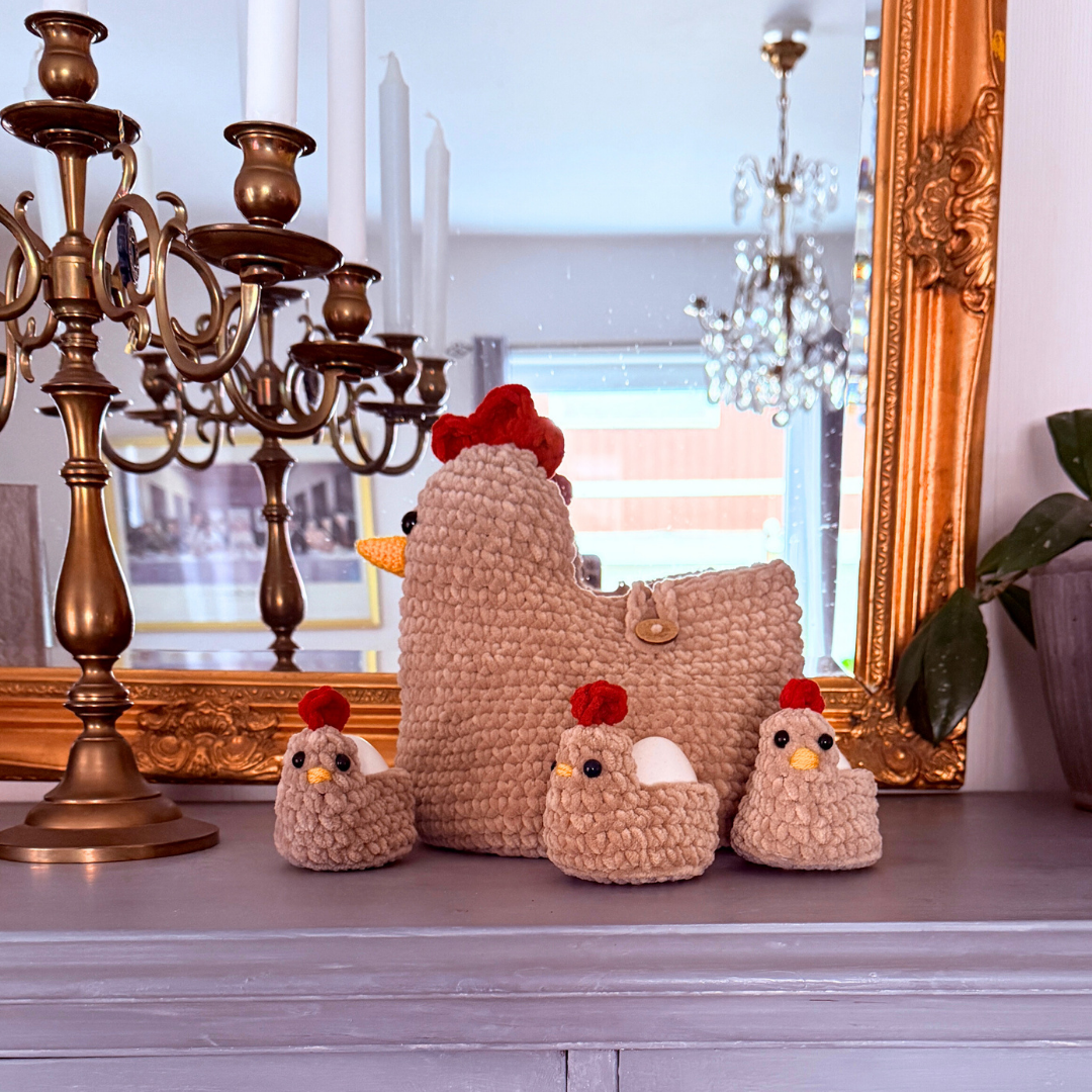 Virkmönster Ägg-Höna med kycklingar - Bild 2