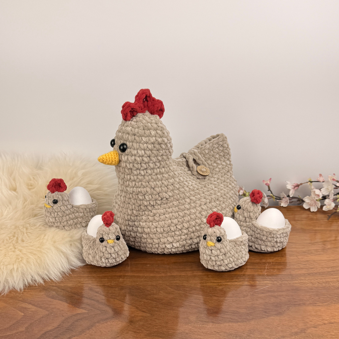 Virkmönster Ägg-Höna med kycklingar - Bild 5