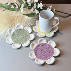 Virkmönster Glasunderlägg "Anemone"