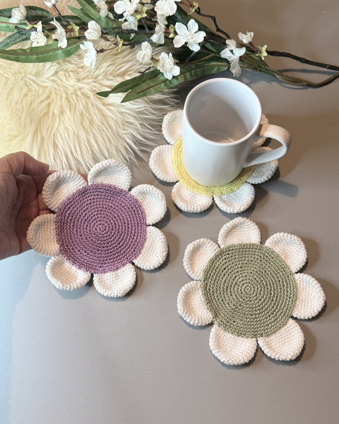 Virkmönster Glasunderlägg "Anemone" - Bild 9
