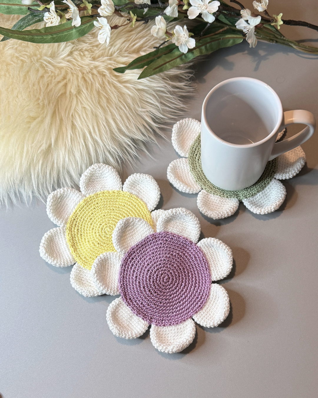 Virkmönster Glasunderlägg "Anemone" - Bild 3