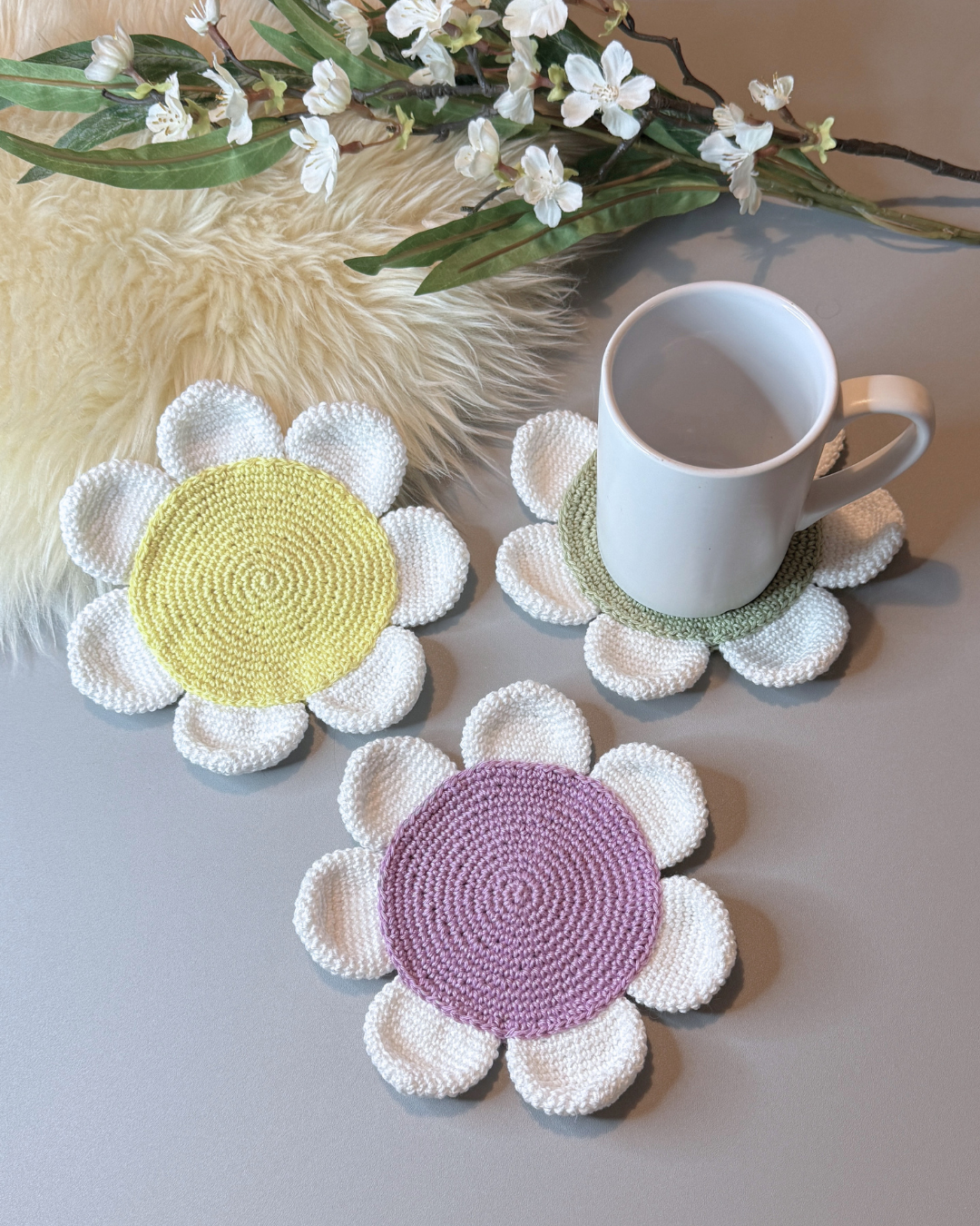 Virkmönster Glasunderlägg "Anemone" - Bild 4