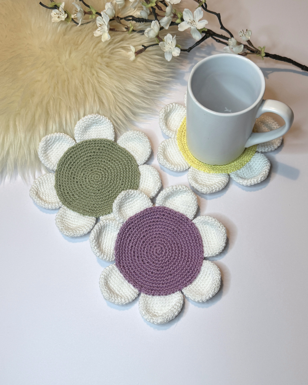 Virkmönster Glasunderlägg "Anemone" - Bild 7